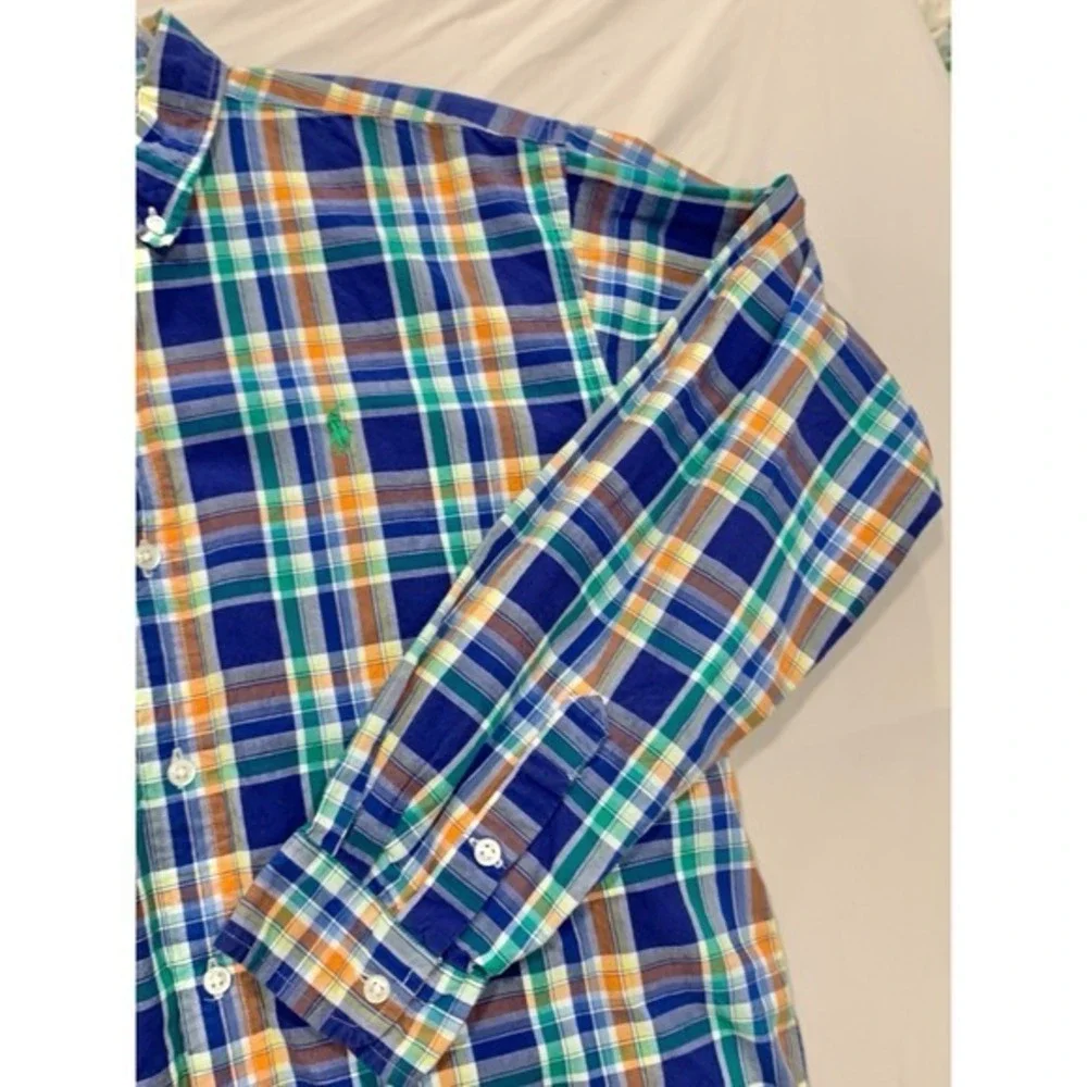 Ralph Lauren Boys XL‎ 20 Button Down Shirt Multicolor Plaid Long Sleeve Cotton